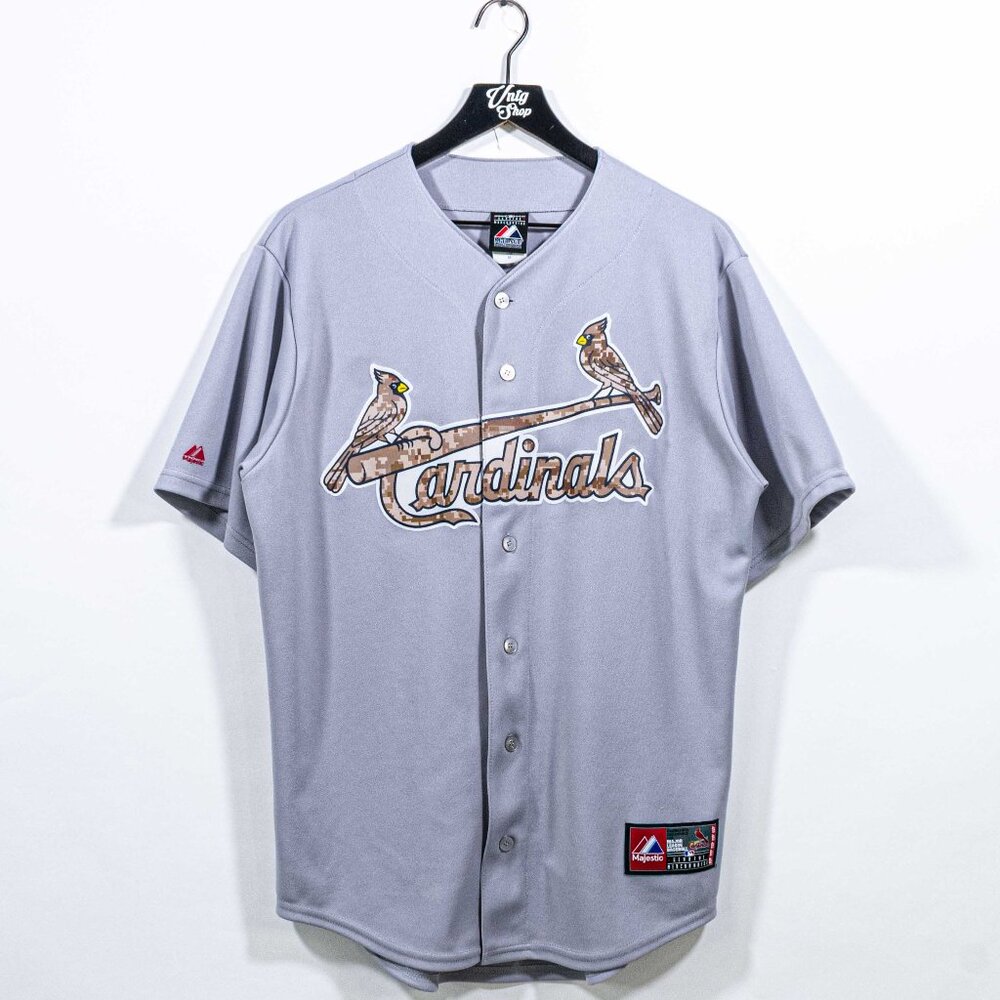 St. Louis Cardinals Majestic Camo Baseball Jersey MLB Sewn Medium VTG Y2K